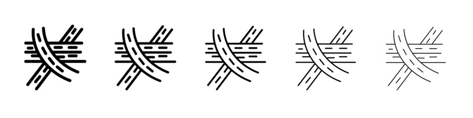 Multi level junction icon black and white vector sign