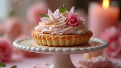 Cute flower and cake background