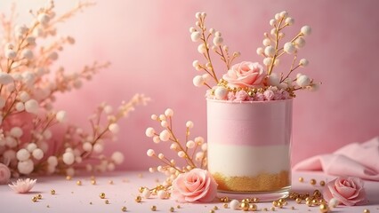 Cute flower and cake background