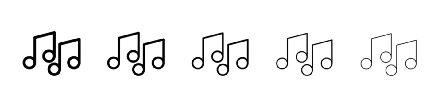 music note icon black and white vector sign
