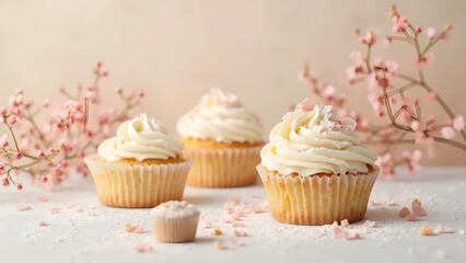 Cute flower and cake background
