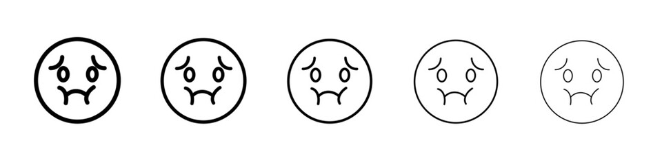 Nauseated emoji icon black and white vector sign