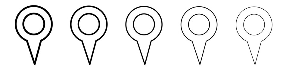 Navigation pin icon black and white vector sign