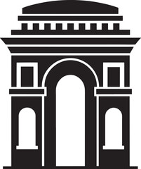 Triumphal arch silhouette isolated on white background