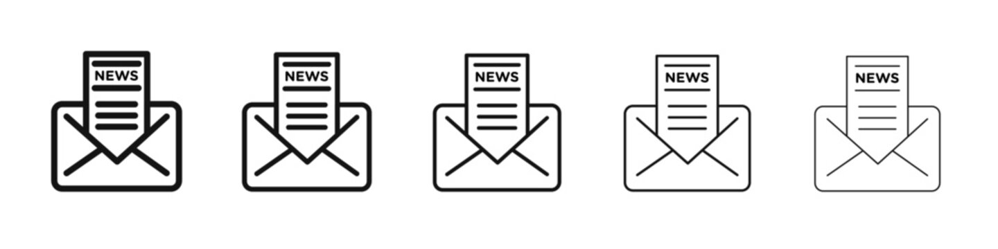 Newsletter icon black and white vector sign
