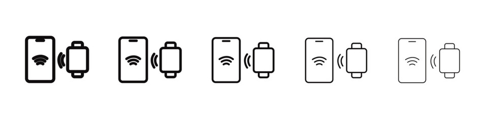 NFC bracelet connected icon black and white vector sign