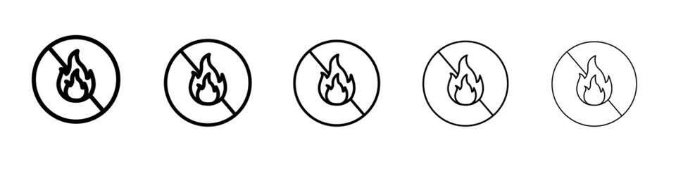 No fire icon black and white vector sign
