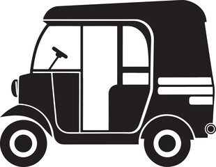 Auto rickshaw silhouette isolated on white background