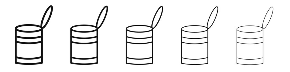 Open tin can icon black and white vector sign