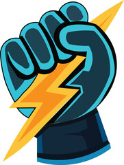 A racing jacket holding a lightning bolt, a symbol of power and control on the track