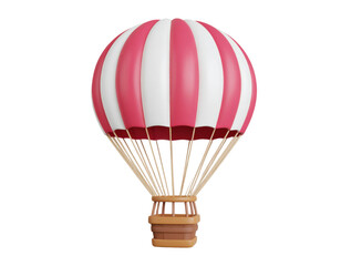 Fototapeta premium Parachute and hot air balloon with colorful canopy and floating flight design isolated on white background