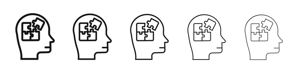 People head with puzzles icon black and white vector sign