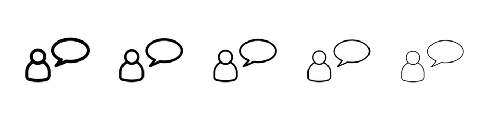 Person conversation icon black and white vector sign