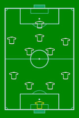 Football Game Combination  With Green Background . Team Play And Strategy