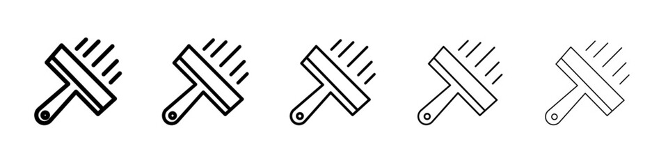 Plastering process icon black and white vector sign