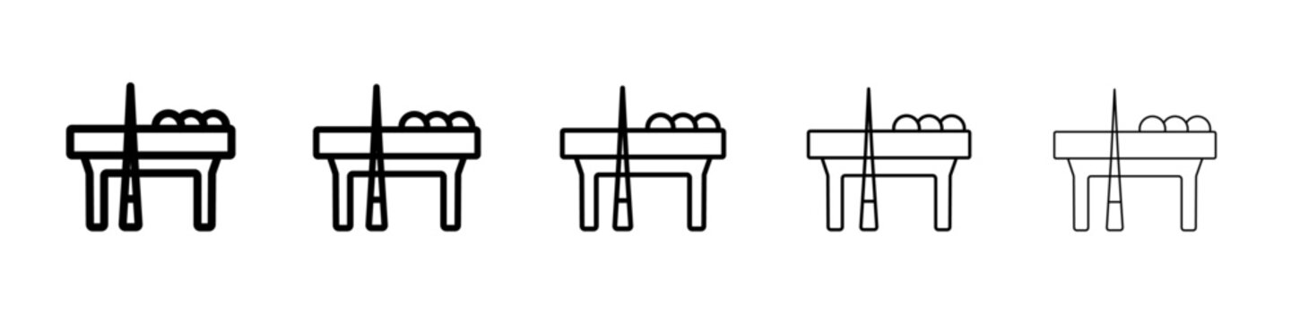 Pool table icon black and white vector sign