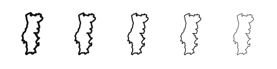 Portugal map icon black and white vector sign