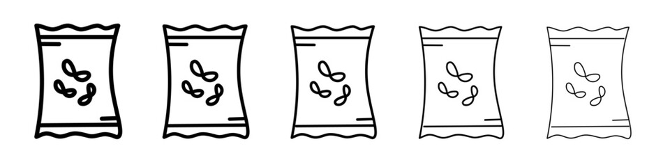 Potato chips Snacks bag icon black and white vector sign