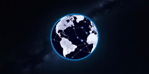 Futuristic Earth with Blue Links in a Cosmic Setting

