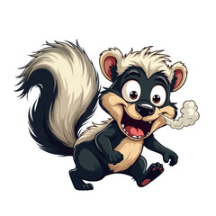 Hand drawn cartoon skunk vector illustration