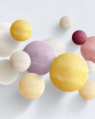 Textured Gold and Pastel Circles Abstract Background