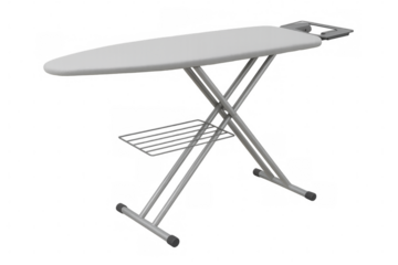 Empty ironing board on transparent background, ready for laundry day