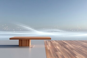 Textured Wooden Table with Light Fog and Shadows