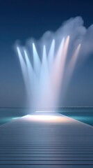 Theatrical Lighting on Wooden Dock at Night