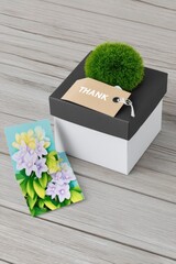 Thank You Gift Box with Matching Card and Flowers