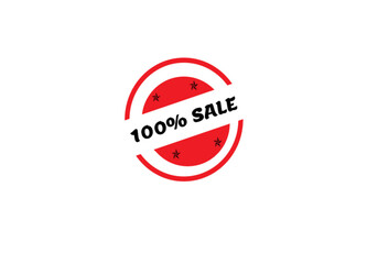 100% Sale Red Stamp Icon | Promotion Badge for Retail Marketing and Advertising