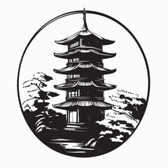 Castle Japanese Building Icon Vector Illustration Design on white background.