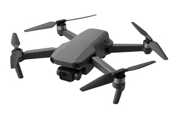 Modern grey drone hovering with transparent background