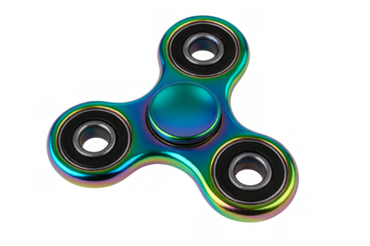 Rainbow fidget spinner rotating on transparent background