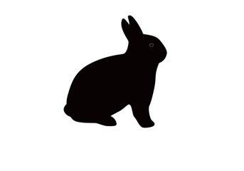 Black Rabbit Silhouette Vector Isolated Graphic on White Background