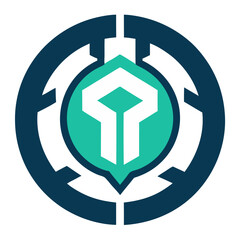 Abstract teal and dark blue circular logo design