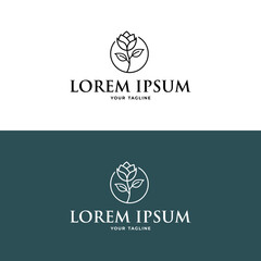 minimalist rose flower logo design