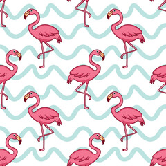 seamless vector flamingo pattern