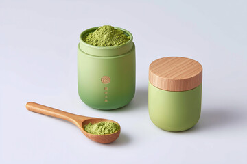 Ceramic Matcha Container With Powder and Accessories