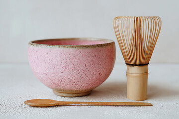 Elegant Pink Tea Bowl Set for Japanese Tea Ceremony