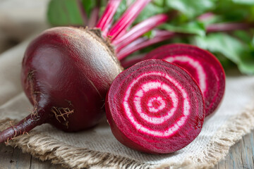 Fresh Sliced Beetroot Showing Bright Red Inner Rings