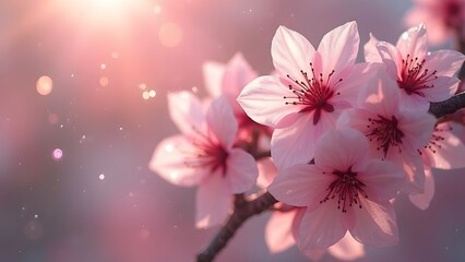 Fantastic spring scenery with cherry blossoms