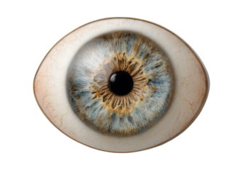 Detailed close up of a human eye iris pupil sclera, On Transparent Background, Png Image