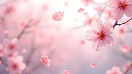 Fantastic spring scenery with cherry blossoms