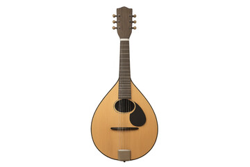Fototapeta premium Portuguese guitarra showing its sound hole and strings on transparent background