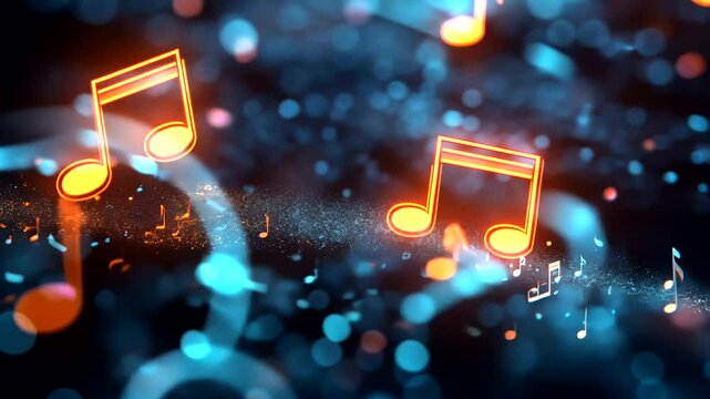 Vibrant Music Notes with Bokeh Background