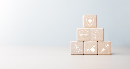 Health insurance concept. Healthcare and medical care. Life insurance policy. Medicine, Hospital, Stethoscope, Doctor. Patient business. Healthcare expense.