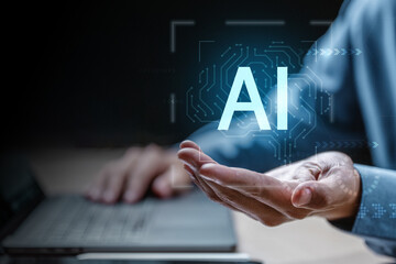 Artificial intelligence technology concept. Machine learning. Generative ai. Electronics data analytics.