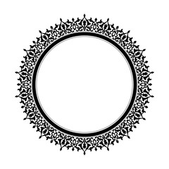 Frame An elegant circular vector element for designs in Eastern style, a place for Arabic text or calligraphy. Motif or ornament in black color.