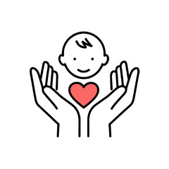 Obraz premium Child held in hands with heart symbolizing care and protection 