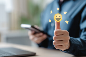 Customer feedback experience. Satisfaction review. Survey experience.